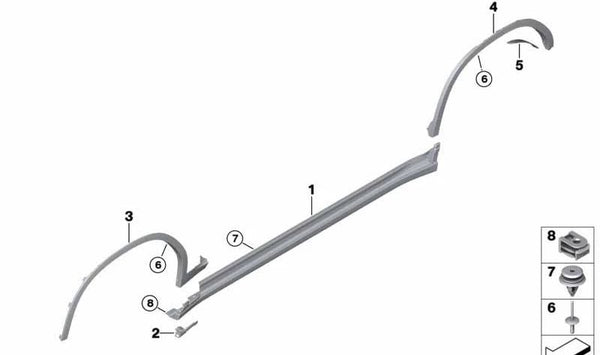 Embellecedor paso de rueda trasero izquierdo OEM 51777181677 para BMW G02, X4. Original BMW.