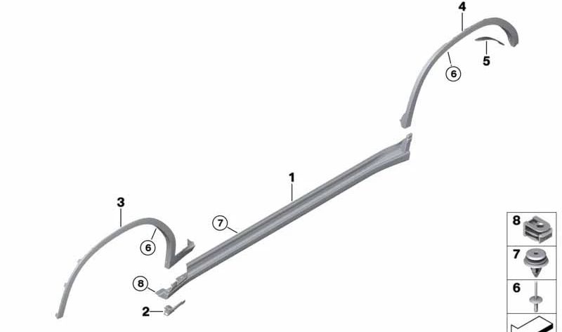 Aletín del paso de rueda trasero izquierdo OEM 51777400669 para BMW X3 (G01). Original BMW.