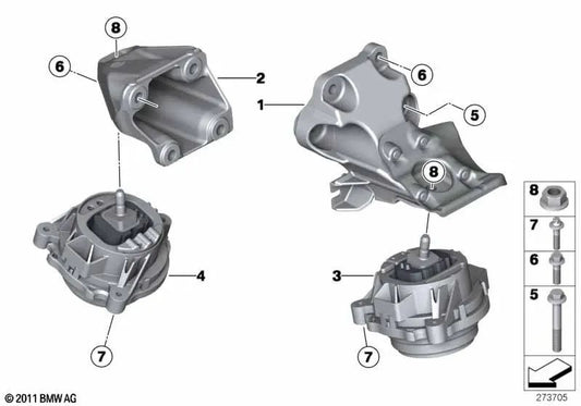 Soporte de motor derecho para BMW Serie 1 F20, F21, Serie 3 F30, F31, F35 (OEM 22116788608). Original BMW