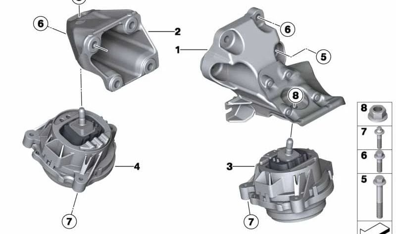 Soporte del motor izquierdo para BMW F20, F21, F30, F31, F35 (OEM 22116788607). Original BMW