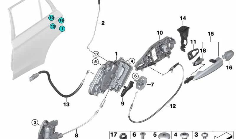 Soporte trasero derecho OEM 51227384808 para BMW F16, F86. Original BMW.