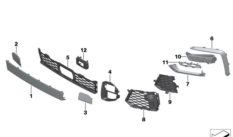 Clip Rejilla lateral izquierda para BMW G06 (OEM 51118070179). Original BMW.