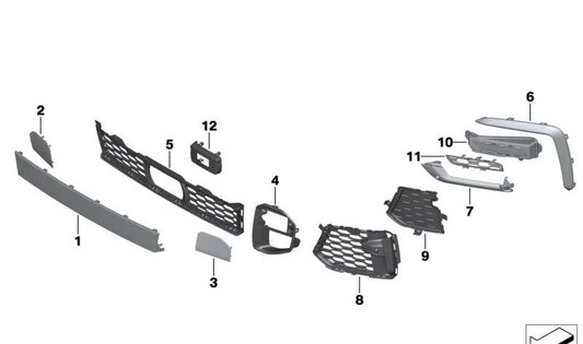 Rejilla de aire OEM 51115A2BE23 para BMW {G06 (X6)}. Original BMW.