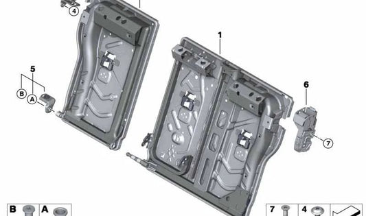 Rechte hintere Schloss für BMW F20, F21, F31, F34, F36 (OEM 52207274542). Original BMW