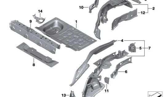 Right side member reinforcement for MINI F55, F56, F57 (OEM 41117360236). Original BMW.