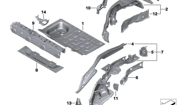 Refuerzo del larguero derecho para MINI F55, F56, F57 (OEM 41117360236). Original BMW.