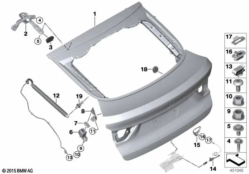 Cuña del maletero izquierda para BMW X4 F26 (OEM 51247342901). Original BMW