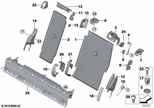 Funda reposabrazos derecho para BMW X5 F15, F85 (OEM 52207353678). Original BMW