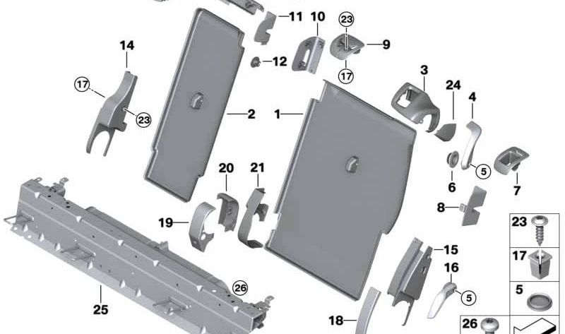 Revestimiento Apoyabrazos Central para BMW X5 F15, F85 (OEM 52207353662). Original BMW