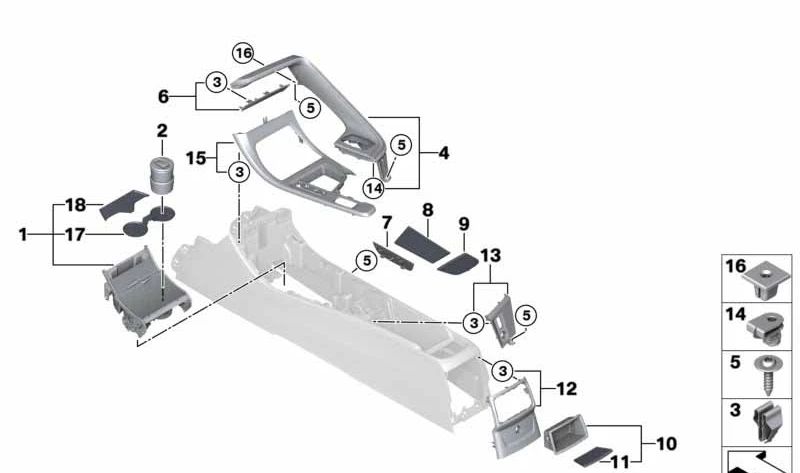 Hebilla con Costura para BMW X1 F48, F49 (OEM 51166993380). Original BMW.