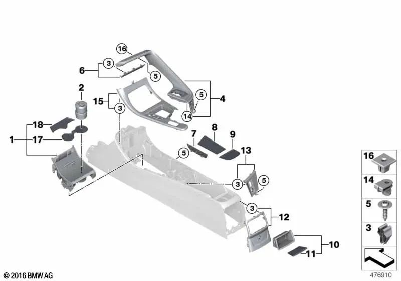 Pinza para BMW X1 F48, F49 (OEM 51166993378). Original BMW