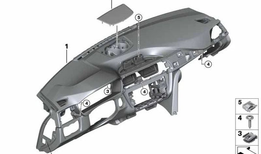 Strumento in pelle con display head-up per BMW 3 F30 Series, F31, F34, 4 F32, F33, F36 (OEM 51458063191). BMW originale.