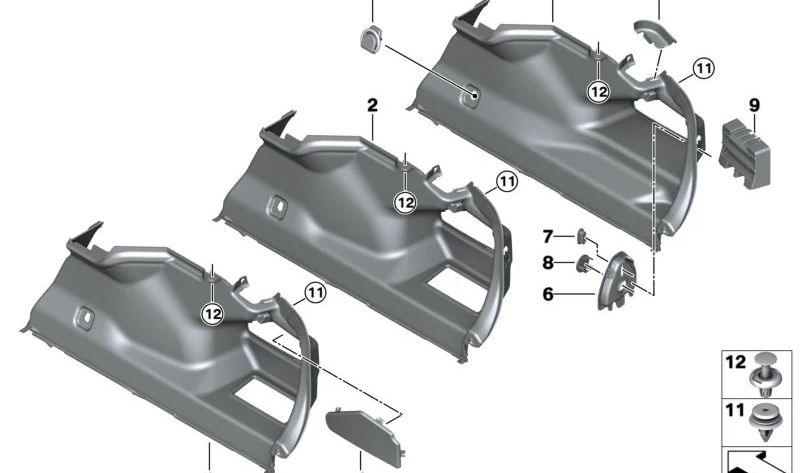 Anclaje de sujeción OEM 51477438824 para BMW G42, G87, G20, G21, G28, G80, G81, G22, G26, G82, F90, G30, G38, G60, G61, G90, G70, F91, F92, F93, G14, G15, G16, G01, G45, G09, G29, I20. Original BMW