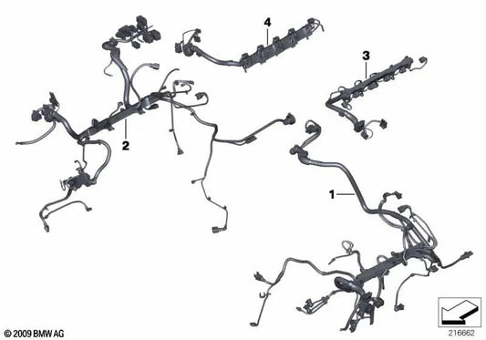 Engine wiring harness for BMW 7 Series F02N (OEM 12517637237). Original BMW