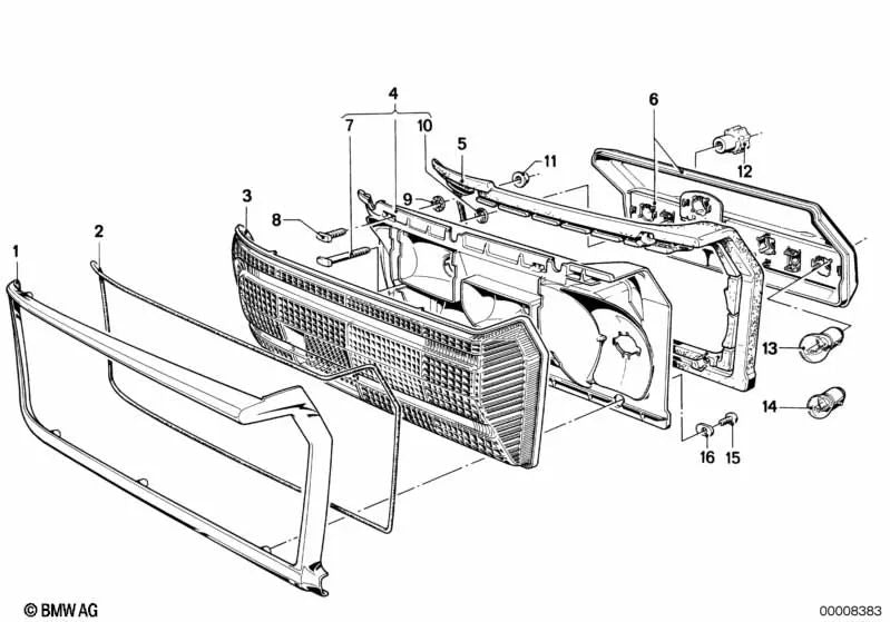 Marco decorativo derecho para BMW Serie 5 E12 (OEM 63211361520). Original BMW