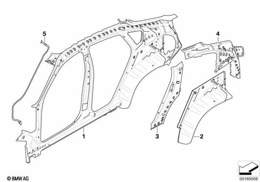 Refuerzo interno del pilar D izquierdo para BMW X6 E71, E72 (OEM 41217181581). Original BMW.