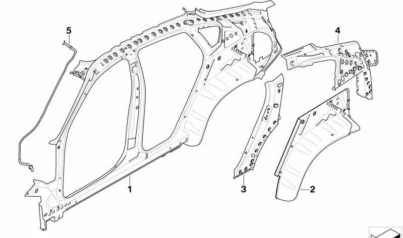 Estrutura lateral esquerda OEM 41217207167 para BMW E71, E72. BMW original.