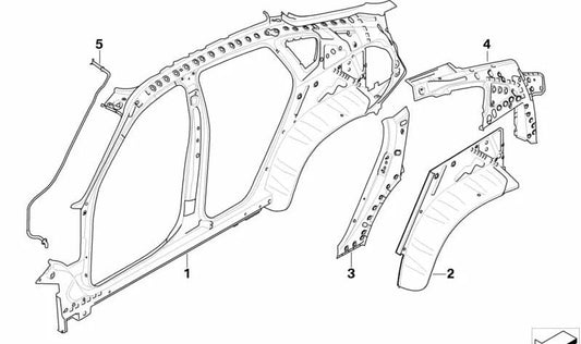 Estrutura lateral esquerda OEM 41217207167 para BMW E71, E72. BMW original.