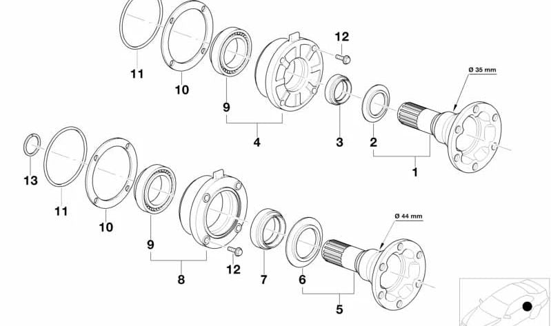 Anillo de retención diferencial OEM 33131207280 para BMW E21, E30, E36, E12, E28, E34, E24, E23, E32, E38, Z3. Original BMW.