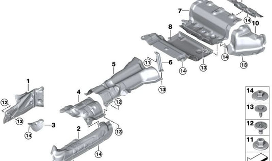 Aislamiento térmico silenciador trasero izquierdo para BMW Serie 3 G80, G81, Serie 4 G82, G83 (OEM 51488070513). Original BMW