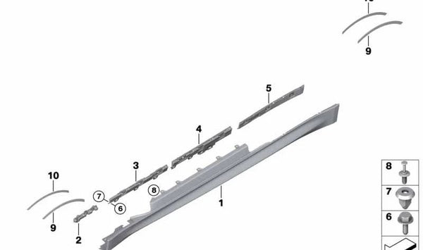 Listón de sujeción izquierdo para BMW F32, F82 (OEM 51777285791). Original BMW