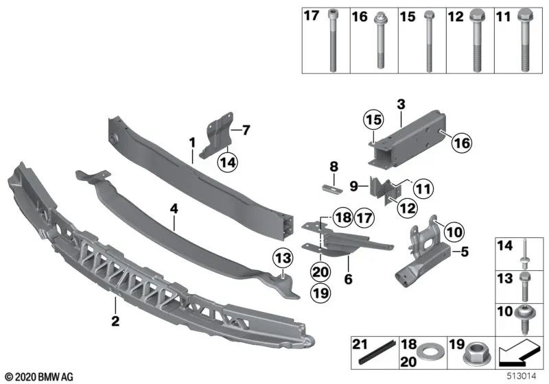 Rechte Vorderachsstütze für BMW F87, F80, F82, F83 (OEM 51118055344). Original BMW