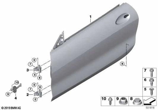 Puerta delantera derecha para BMW Serie 8 F91, F92, G14, G15 (OEM 41007455092). Original BMW.