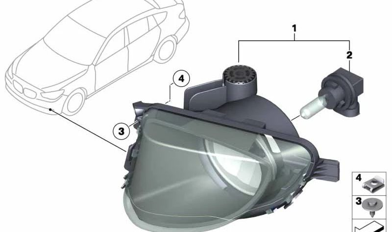 Faros antiniebla derecho para BMW Serie 5 F07 (OEM 63177199620). Original BMW