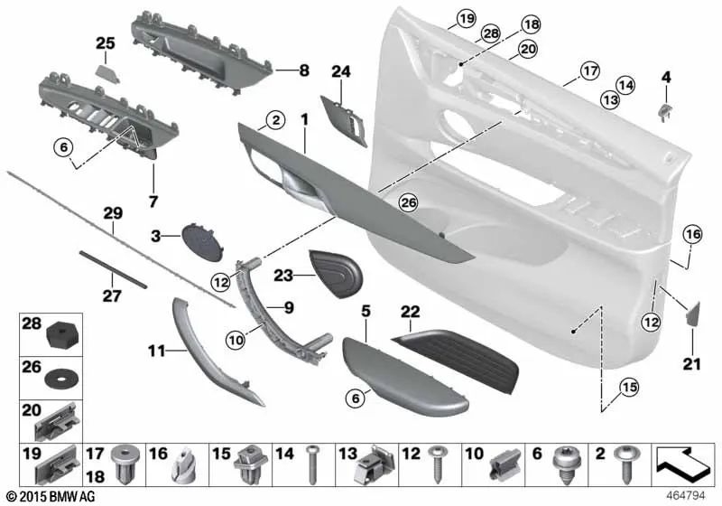 Inserto delantero izquierdo para BMW X5 F15, F85, X6 F16, F86 (OEM 51427292477). Original BMW