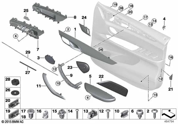 Empuñadura izquierda para BMW X5 F15, X6 F16 (OEM 51417345945). Original BMW