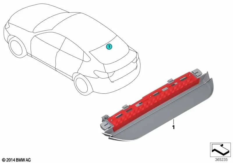 Tercera luz de freno para BMW X4 F26 (OEM 63257336946). Original BMW