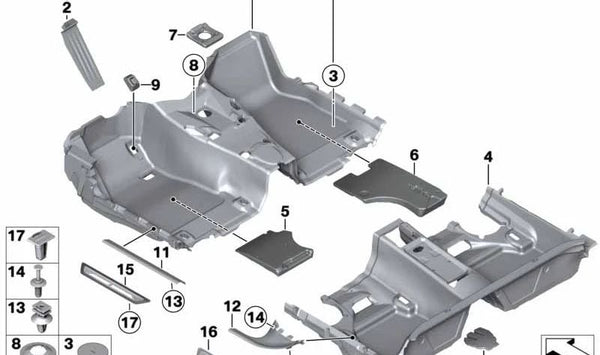 Embellecedor entrada trasera derecha OEM 51477263312 para BMW F20 (Serie 1). Original BMW.