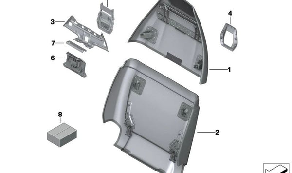 Respaldo superior para asiento confort OEM 52107886615 para BMW F95, F96. Original BMW.