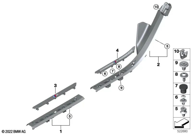 Inserto de entrada trasero derecho para BMW X7 G07, G07N (OEM 51478094816). Original BMW.