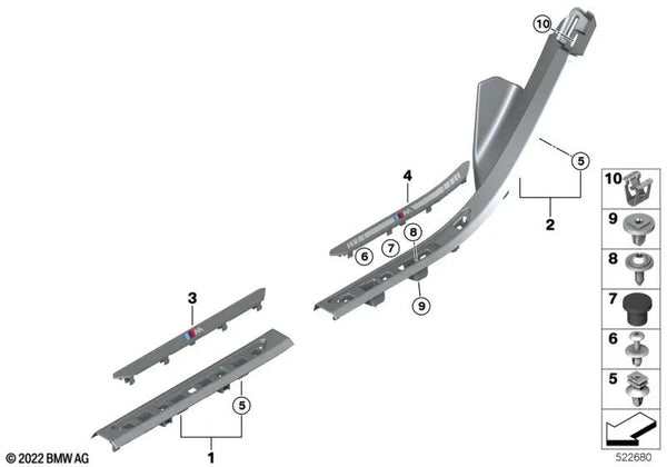 Inserto de entrada trasero derecho para BMW X7 G07, G07N (OEM 51478094816). Original BMW.