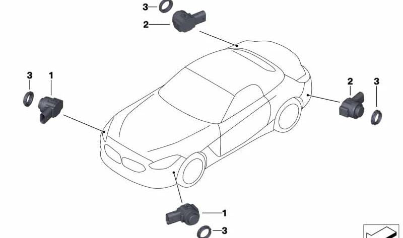 Sensore di parcheggio (PDC) colore grigio congelato II OEM 6620792774 per BMW G29. BMW originale.