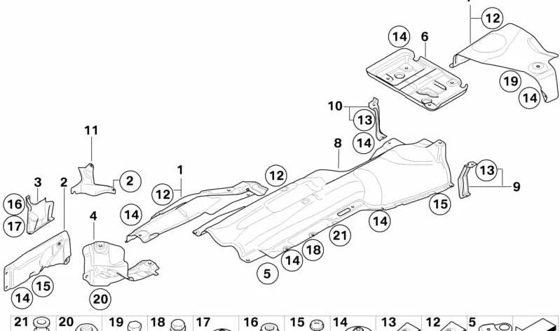 Suporte isolante térmico do depósito esquerdo OEM 51487179946 para BMW E81, E82, E87, E88. BMW original.