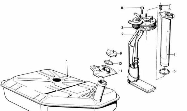 Emisor de tubo de inmersión para BMW E23 (OEM 16121153009). Original BMW