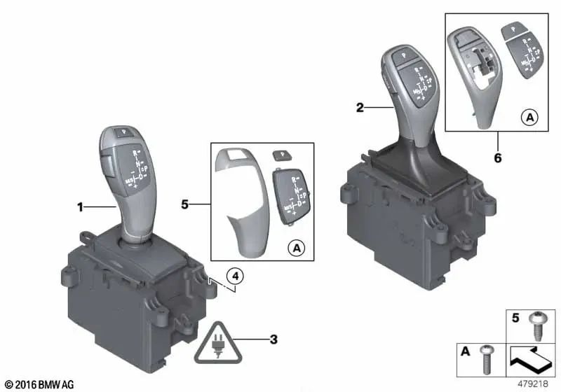 Serie selettore di marcia BMW Serie 1 F20, F20N, F21, F21N, Serie 2 F22, F22N, F23, F23N, Series 3 F30, F30n, F31, F31N, F34, F34N, Series 4 F32, F32N, F33, F33N, F36, F36N (OEM 61319296897). BMW originale