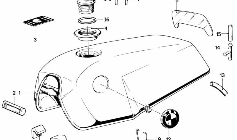 Soporte izquierdo del depósito de combustible OEM 16111237552 para BMW E23, E24, E28, E30. Original BMW.