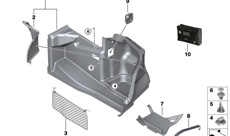 Trunk storage net for BMW E88 (OEM 51479147400). Original BMW