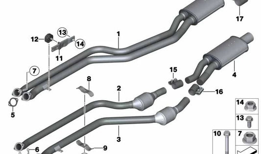 Tuberías de escape con resonador frontal para BMW X3 F25 (OEM 18307646022). Original BMW