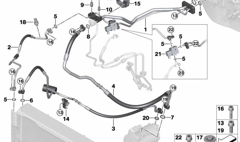 Tubería de refrigerante doble para BMW F15, X5 (OEM 64509253000). Original BMW