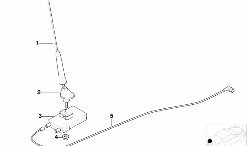 Cable de antena OEM 61126904070 para BMW E46. Original BMW.