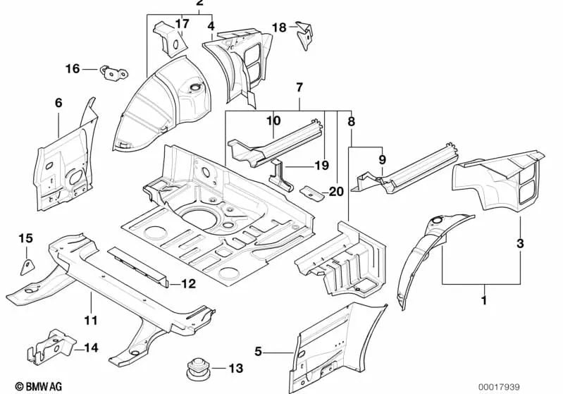 Sección del guardabarros trasero izquierdo para BMW Serie 3 E36 (OEM 41148189981). Original BMW