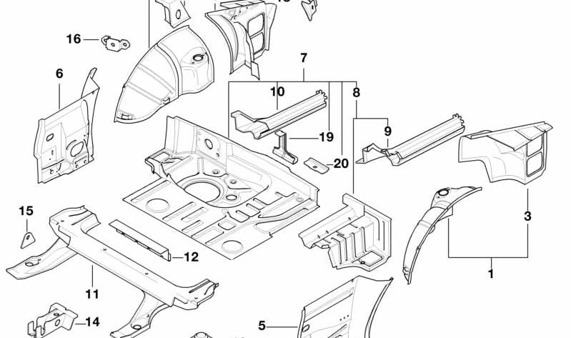 Suelo del maletero para BMW E36 (OEM 41128235753). Original BMW