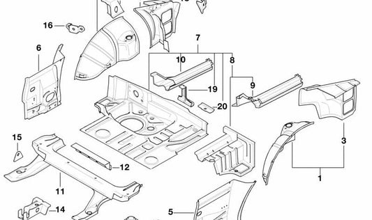 Suelo del maletero para BMW E36 (OEM 41128235753). Original BMW