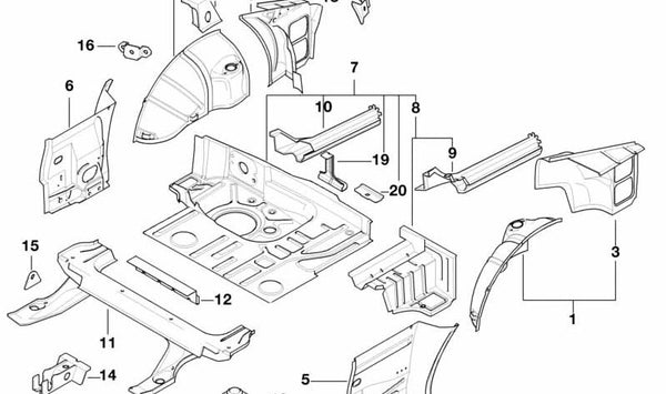 Suelo del maletero para BMW E36 (OEM 41128235753). Original BMW