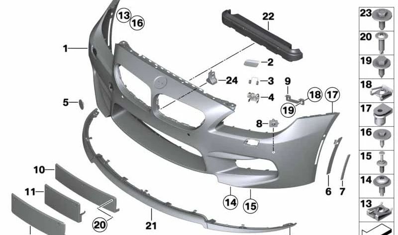 Soporte derecho para BMW Serie 6 F06, F12, F13 (OEM 51117267646). Original BMW.