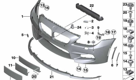 Revestimiento parachoques imprimado delantero para BMW Serie 6 F12, F12N (OEM 51118056807). Original BMW.